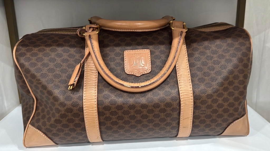 PVC and leather travel bag, Celine Macadam Boston