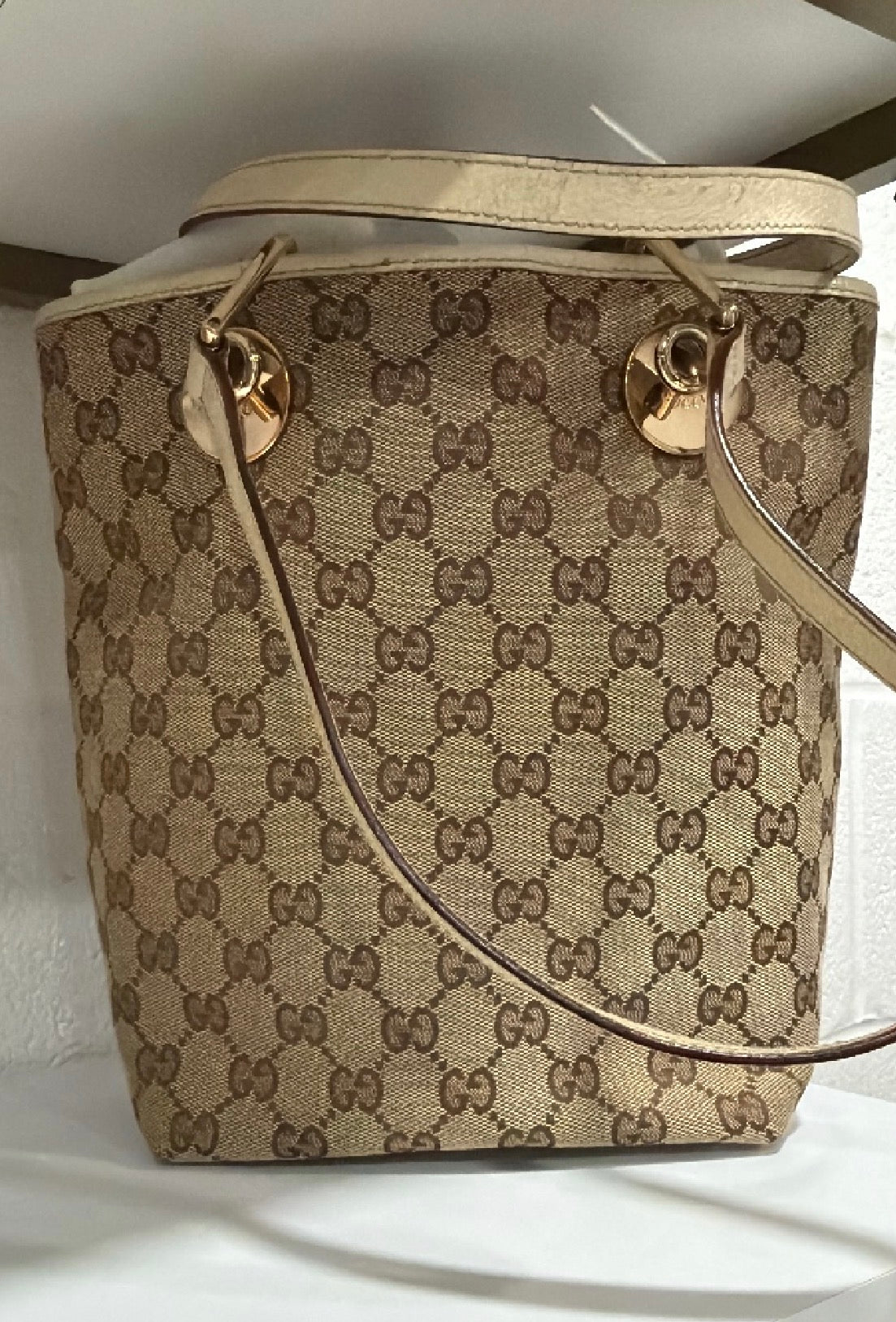 Canvas and leather tote bag, Gucci GG Monogram