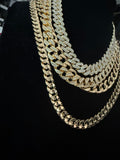 Gold-tone cubic zirconia Cuban link chain necklace, 18 inches
