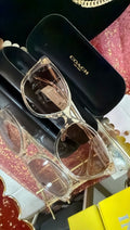 Acetate sunglasses, Coach HC8232, transparent champagne/crystal frame with gradient brown lenses