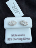 925 Sterling Silver earrings with moissanite marquise-cut stones in halo setting